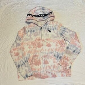 Abercrombie Zip-Up Hoodie – Pastel Tie-Dye | Girls 13/14 (Fits Women’s XS)